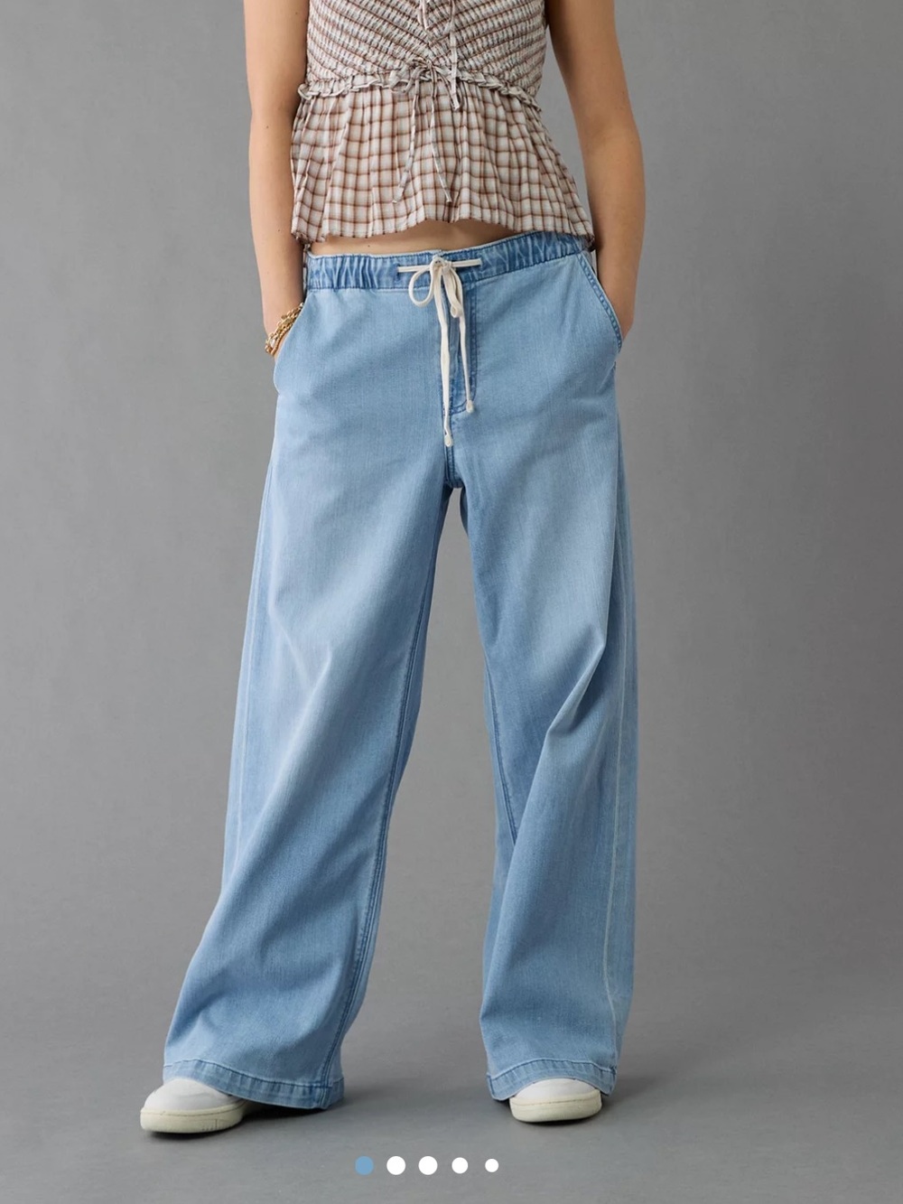 AE jeans low rise STRIGID tie waist pull on wide leg NWT  Short M